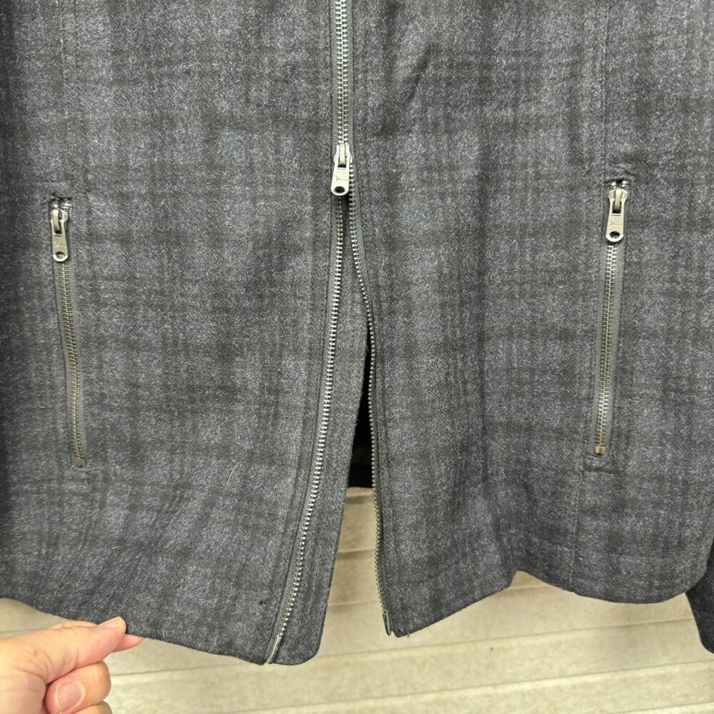 Marc Anthony Black Windowpane Plaid Lined Jacket Faux Fur Collar Men’s XL - Picture 3 of 14
